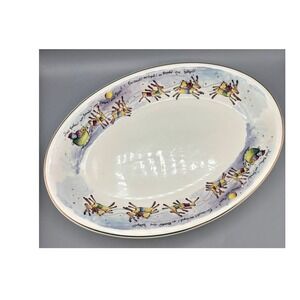 Rosanna Christmas Santas Sleigh Reindeer Oval Serving Platter Italy‎